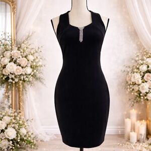 Susan by Night Size S Sophisticated Black Dress with Rhinestone Detail